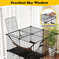 107/142 CM Large Cat Enclosure with Hammock and 1 Sky Window for Easy Access