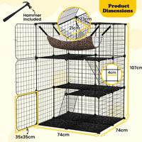 107/142 CM Large Cat Enclosure with Hammock and 1 Sky Window for Easy Access