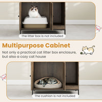 Cat Litter Box Enclosure with Storage Shelves Hooks Large Hidden Cat Washroom