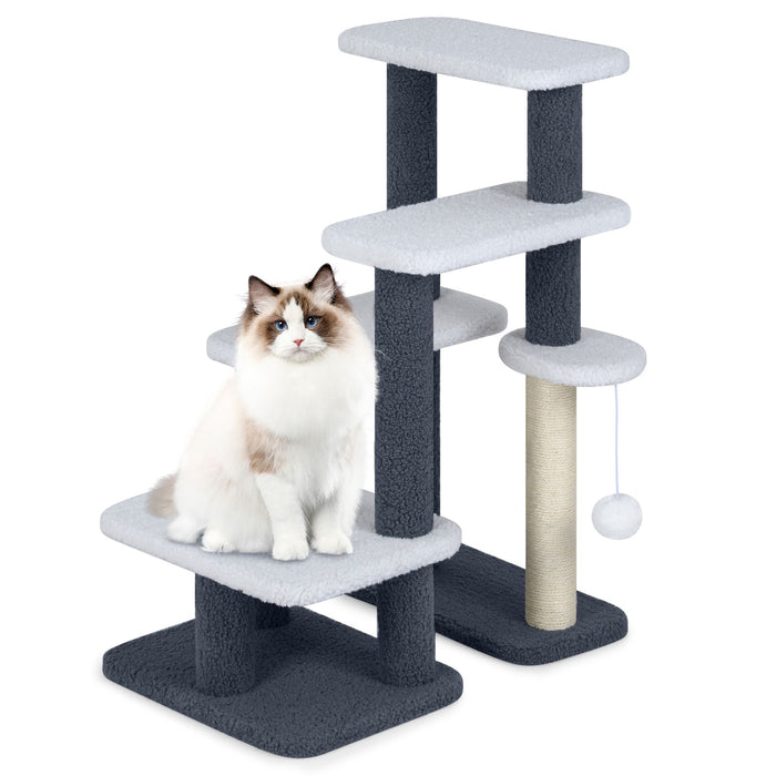 Cat Stairs with Sisal Scratching Post and 3 Large Platforms for High Bed