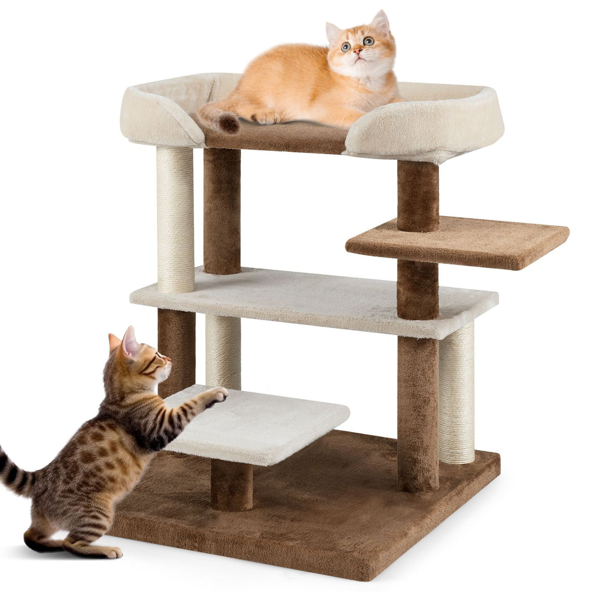 Cat Stairs with Sisal Scratching Posts and 4 Large Platforms
