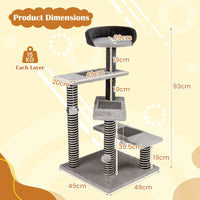 93 CM Tall Cat Tree Kitten Tower with Sisal and Jute Scratching Posts