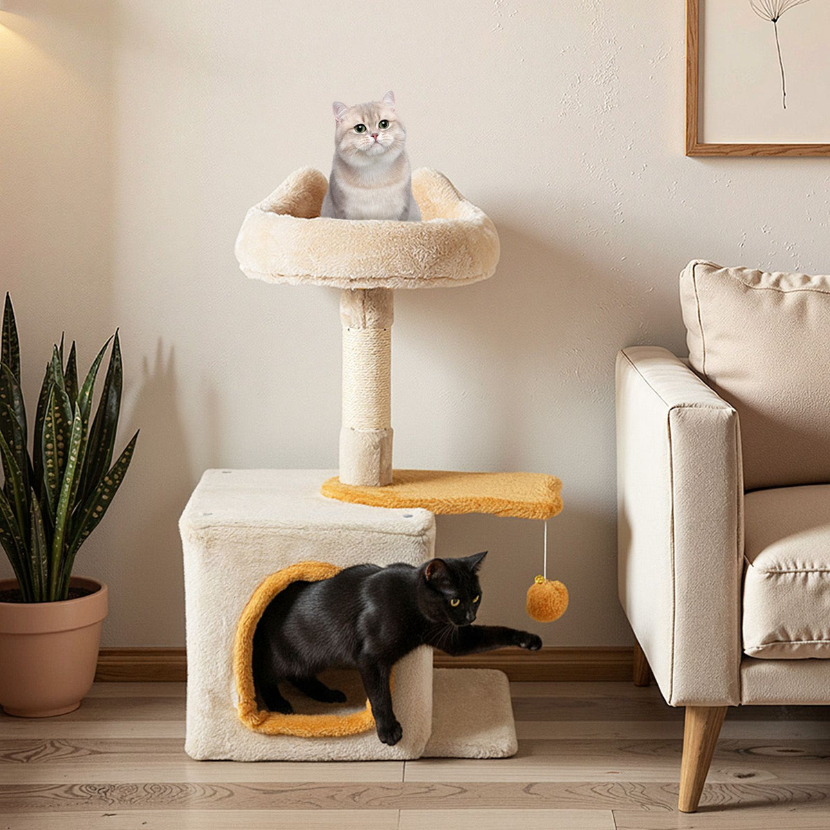Cat Tree for Indoor Kittens Cute Kitty Tower with Plush Perch