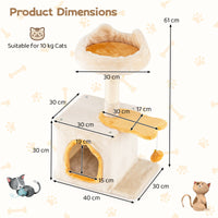 Cat Tree for Indoor Kittens Cute Kitty Tower with Plush Perch