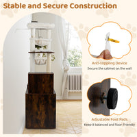 Cat Tree with Litter Box Enclosure Condo 2 Hammocks Perch Sisal Scratching Posts and Mats