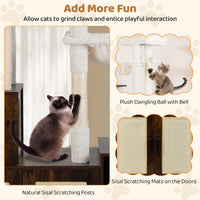 Cat Tree with Litter Box Enclosure Condo 2 Hammocks Perch Sisal Scratching Posts and Mats