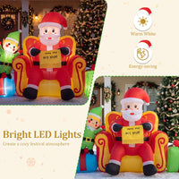 Christmas Inflatable Santa Claus on Sofa with Elf and Gift Boxes
