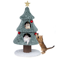 Christmas Cat Tree for Indoor Cats 123 cm Cute Cat Tower with 2 Large Condos
