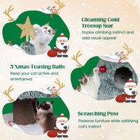 Christmas Cat Tree for Indoor Cats 123 cm Cute Cat Tower with 2 Large Condos