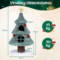 Christmas Cat Tree for Indoor Cats 123 cm Cute Cat Tower with 2 Large Condos