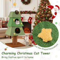 Christmas Cat Tree with 3 Condos and Sisal Scratching Post