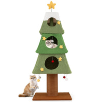 Christmas Cat Tree with 3 Condos and Sisal Scratching Post