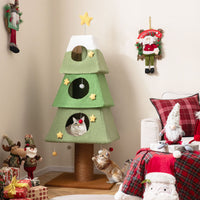 Christmas Cat Tree with 3 Condos and Sisal Scratching Post
