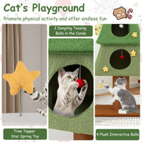 Christmas Cat Tree with 3 Condos and Sisal Scratching Post