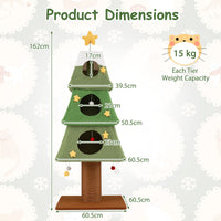 Christmas Cat Tree with 3 Condos and Sisal Scratching Post