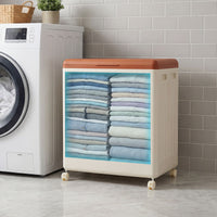 45 L Plastic Clothes Organizer with Wheels and Lid for Laundry or Bedroom