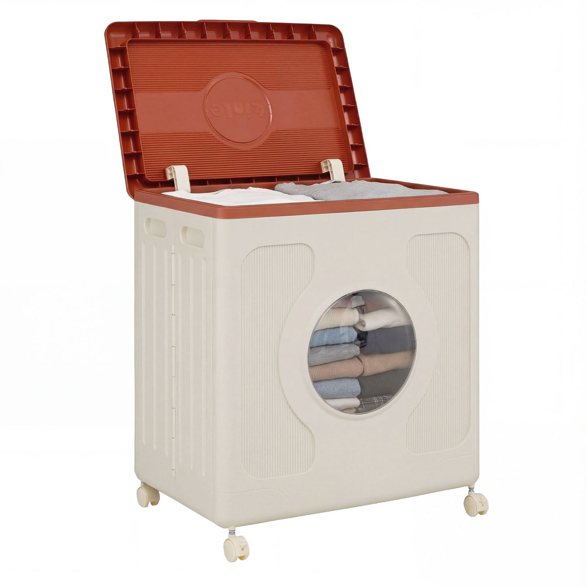 45 L Plastic Clothes Organizer with Wheels and Lid for Laundry or Bedroom