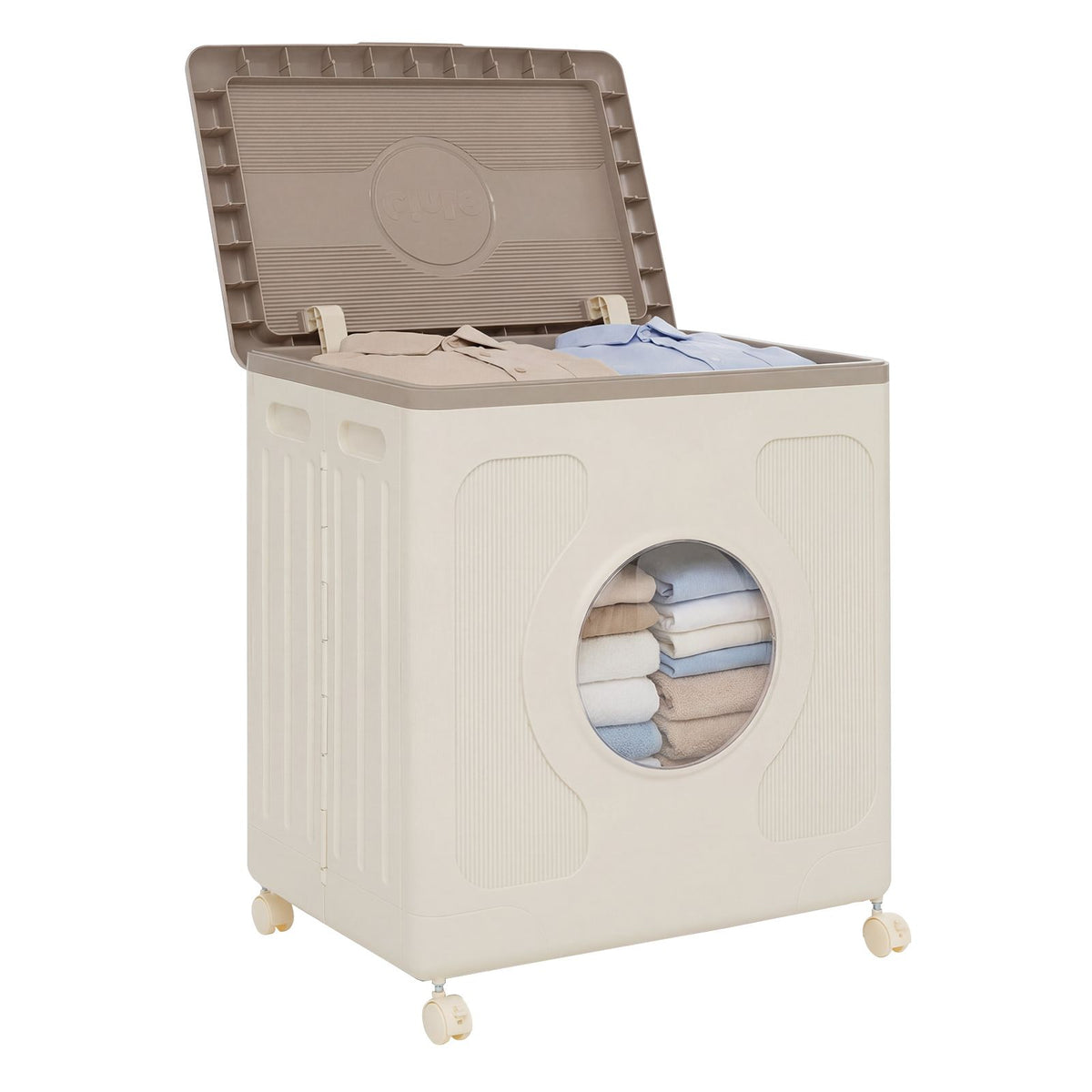 45 L Plastic Clothes Organizer with Wheels and Lid for Laundry or Bedroom