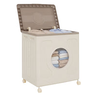 45 L Plastic Clothes Organizer with Wheels and Lid for Laundry or Bedroom
