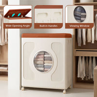 45 L Plastic Clothes Organizer with Wheels and Lid for Laundry or Bedroom