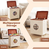 45 L Plastic Clothes Organizer with Wheels and Lid for Laundry or Bedroom