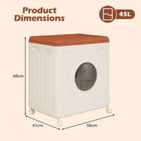 45 L Plastic Clothes Organizer with Wheels and Lid for Laundry or Bedroom