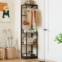 Coat Rack with Shelves Freestanding Slim Hall Tree with 6 Hooks