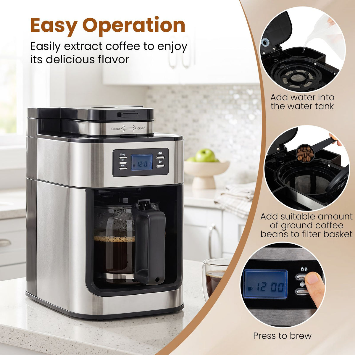8-Cup Drip Coffee Maker for Home and Office