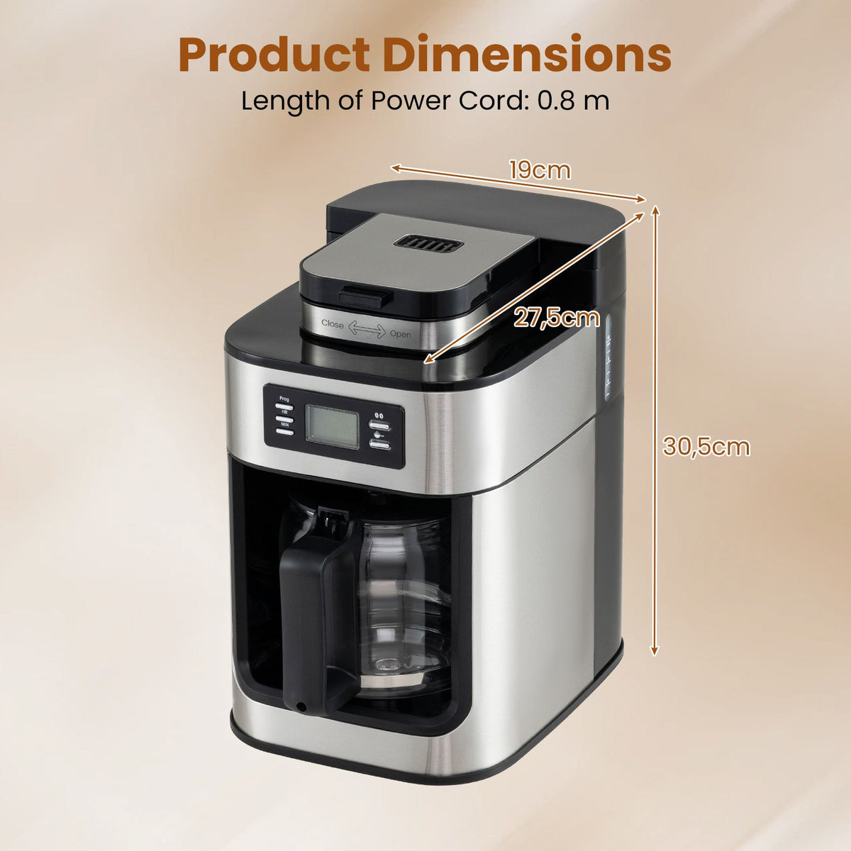 8-Cup Drip Coffee Maker for Home and Office