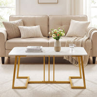 Coffee Table for Living Room Faux Marble Rectangular Center Table