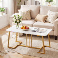 Coffee Table for Living Room Faux Marble Rectangular Center Table