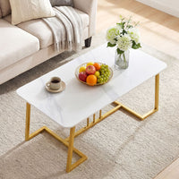Coffee Table for Living Room Faux Marble Rectangular Center Table
