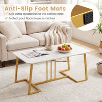 Coffee Table for Living Room Faux Marble Rectangular Center Table