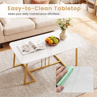 Coffee Table for Living Room Faux Marble Rectangular Center Table