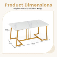 Coffee Table for Living Room Faux Marble Rectangular Center Table