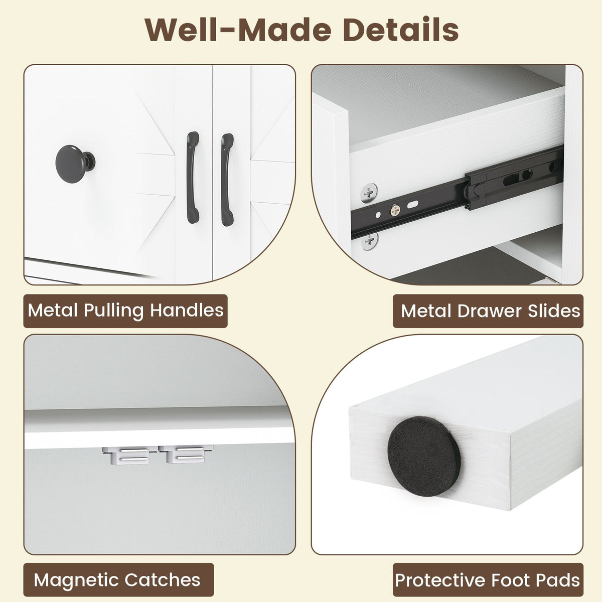 Coffee Bar Cabinet with 5-Level Adjustable Shelf and 2 Doors