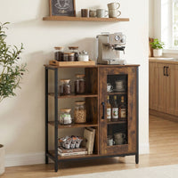 Coffee Bar Cabinet with Adjustable Shelves and Carbon Steel Frame for Living Room