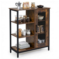 Coffee Bar Cabinet with Adjustable Shelves and Carbon Steel Frame for Living Room