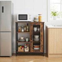 Coffee Bar Cabinet with Adjustable Shelves and Carbon Steel Frame for Living Room