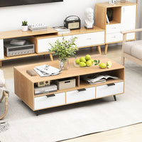 Coffee Table with Storage 120cm Center Table with 2 Open Compartments