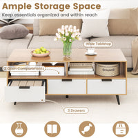 Coffee Table with Storage 120cm Center Table with 2 Open Compartments