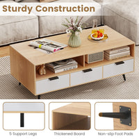 Coffee Table with Storage 120cm Center Table with 2 Open Compartments