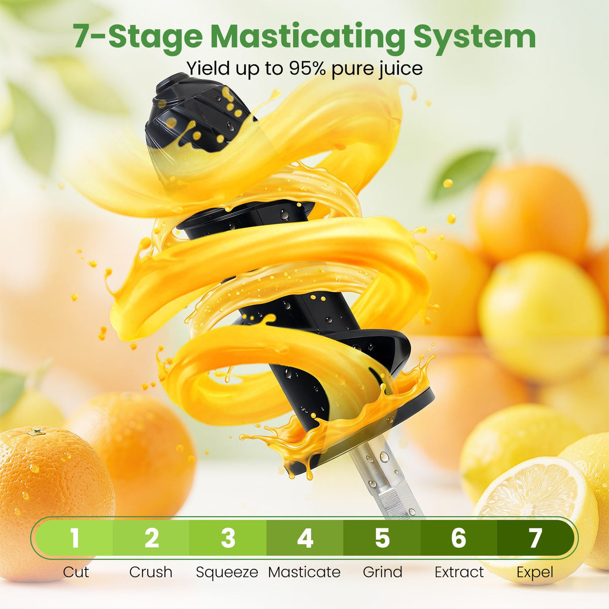 Cold Press Juicer with 95 High Yield and 2 Speed Modes for Home Use