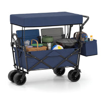 Collapsible Wagon with Removable Canopy and Adjustable Handles for Beach