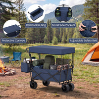 Collapsible Wagon with Removable Canopy and Adjustable Handles for Beach