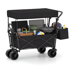 Collapsible Wagon with Removable Canopy and Adjustable Handles for Beach