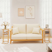 Compact Rectangular End Table Set of 2 with Storage Shelves for Living Room