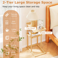 Compact Rectangular End Table Set of 2 with Storage Shelves for Living Room