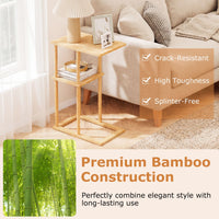 Compact Rectangular End Table Set of 2 with Storage Shelves for Living Room