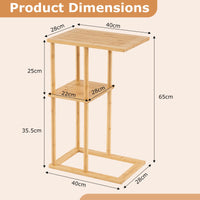 Compact Rectangular End Table Set of 2 with Storage Shelves for Living Room